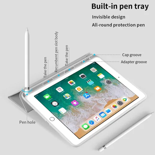Vista 4 de kenke Funda para iPad Air 3 de 10.5 pulgadas (3ª generación) 2019, funda inteligente ligera y triple plegable con soporte para lápices, cubierta