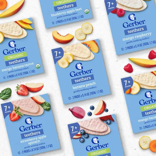 Vista 8 de Gerber Mordazas de dentición suaves para mordedores orgánicos - Blueberry Apple Beet, (Paquete de 6)