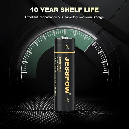 Vista 4 de JESSPOW 2 Pack 14500 Battery 3.7V Rechargeable Batteries, 800mAh I45OO Rechargeable Batteries 3.7V Battery for Flashlight, Toys etc.