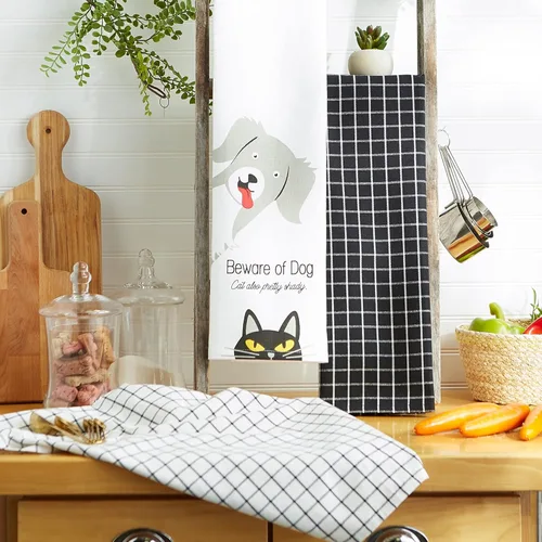 Vista 6 de DII Everyday Pets Kitchen Collection - Juego de toallas absorbentes de cocina, 18 x 28 pulgadas, Beware, 3