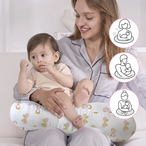 Vista 4 de Little Grape Land - Almohada de lactancia mejorada, lactancia materna y biberón durante 0 a 12 meses, funda suave lavable a máquina con relleno