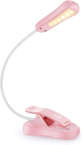 Vekkia - Luz LED recargable de 3000 K cálida para libros, luces de libro para leer por la noche, 3 niveles de brillo, hasta 80 horas, ligera, ideal