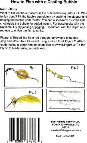 Vista 2 de BestFishingSecrets Paquete de 6 burbujas de fundición. Tamaño 1-1/8" X 1-3/4" Fabricado en los Estados Unidos