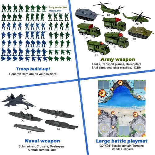 Vista 3 de TALGIC Set de Juego de Soldados del Ejército - Juego Grande Incluyendo Figuras de Acción de Soldados del Ejército, Alfombra de Batalla, Accesorios