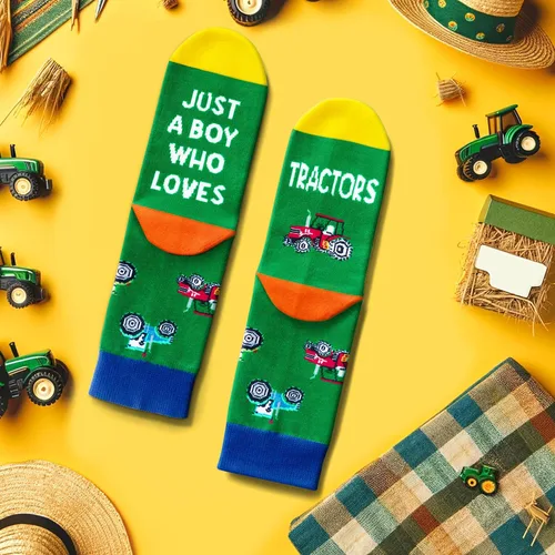 Vista 4 de HAPPYPOP Train Gifts Tractor Gifts for Boys - Funny Railroad Transportation Socks for Kids 7-9 Years Old