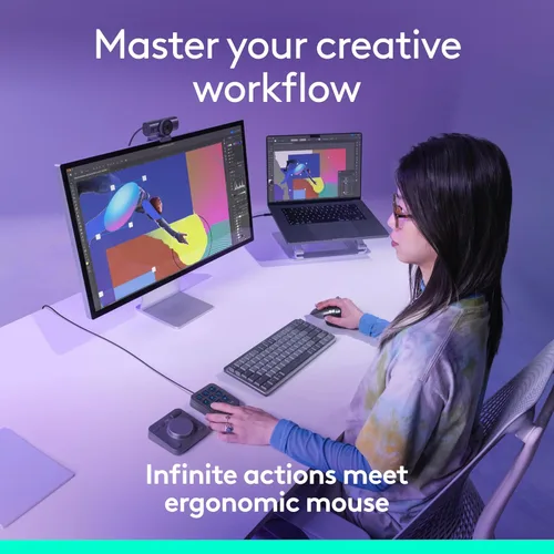 Vista 3 de Logitech MX Master 3S Mouse Inalámbrico Edición Estándar con Receptor USB Logi Bolt + Consola Creativa MX: Ratón, Teclas Programables y Dial