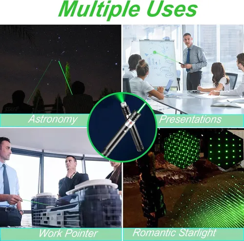 Vista 4 de Puntero láser verde de alta potencia, puntero láser verde recargable por USB, puntero de alta potencia, linternas tácticas, puntero láser, puntero