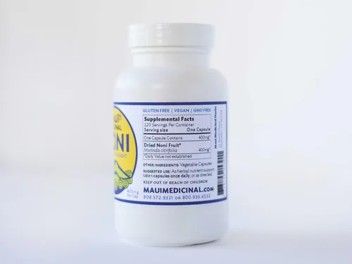 Vista 3 de Noni 120 cápsulas vegetales - 400 mg por cápsula: fruta orgánica de Noni