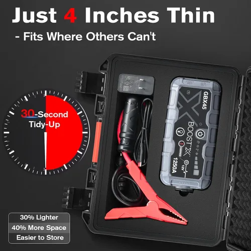 Vista 4 de Estuche para NOCO Boost X GBX45 – Estuches rígidos impermeables para batería de arranque de 1250A, caja de batería externa, cables puente