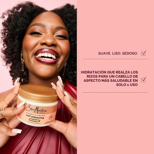 Vista 5 de SheaMoisture Crema Smoothie para Definir Rizos de Coco y Hibisco para Cabello Grueso y Rizado, Libre de Sulfatos y Parabenos, 12 onzas
