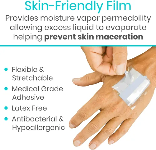 Vista 4 de ViveCare - Vendaje de película transparente, vendaje adhesivo impermeable de 4 pulgadas x 10 yardas, envoltura de cuidado posterior de tatuajes
