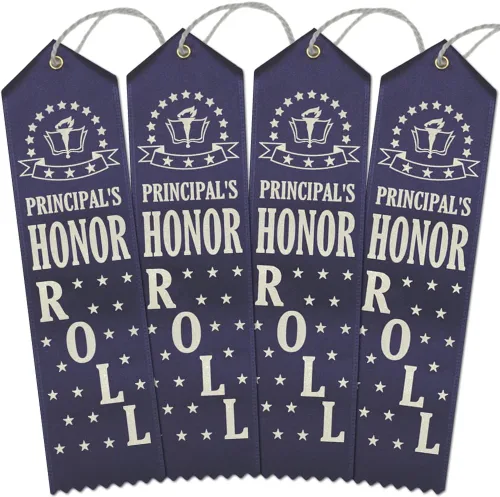 Vista 3 de RibbonsNow Director's Honor Roll Award Ribbons - 25 cintas azul marino con tarjeta y cuerda