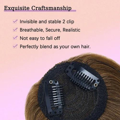 Vista 4 de Flequillo con clip, extensiones de flequillo de cabello 100% humano, flequillo francés grueso, flequillo limpio con clip de sienes en flecos, pelo