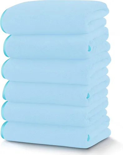 Vista 33 de TENSTARS Juego de 12 paños de alta calidad, secado rápido, terciopelo coral de microfibra suave, altamente absorbente, uso multiusos como baño, spa