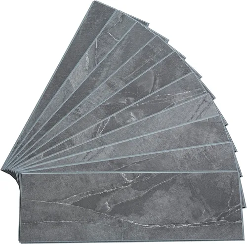 Vista 35 de Palisade Azulejos de Vinilo Entrelazados Impermeables para Pared/Salpicadero para Cocina o Baño en Pizarra Agrietada (Muestra de 4.5x11 pulgadas)