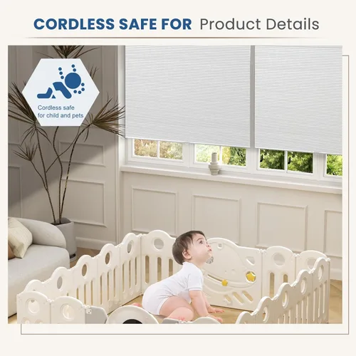 Vista 6 de Persianas celulares opacas de una sola célula, sin cordón, para oscurecer la habitación, para ventanas y dormitorio, térmica y fácil de tirar hacia