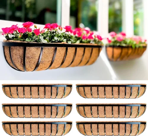 Vista 12 de LaLaGreen - Macetero para barandilla de terraza, paquete de 2, macetas de pared grandes de 36 pulgadas para plantas al aire libre, cajas de flores