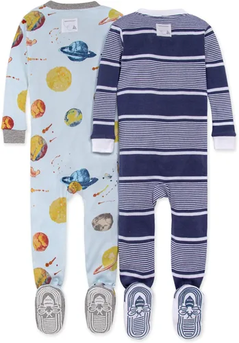 Vista 2 de Burt's Bees Baby Baby Boys' Pajamas, Zip-Front Non-Slip Unisex Footed Sleeper Pjs, Organic Cotton