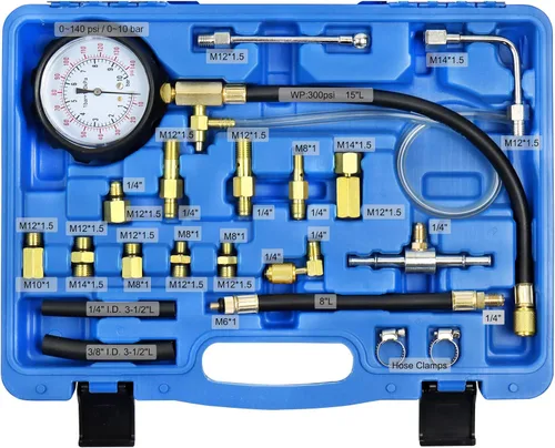 Vista 2 de YSTOOL Kit de Medidor Probador de Presión de Combustible 140PSI Motor Automotriz Inyector Bomba de Prueba Gasolina Inyección Manómetro Juego
