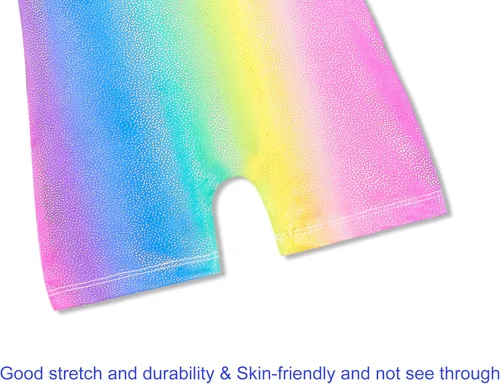 Vista 5 de Domusgo - Leotardos de gimnasia para niñas, brillantes de una sola pieza, con pantalones cortos