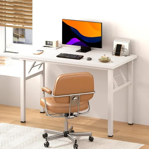 Vista 10 de DlandHome Escritorio plegable pequeño de 31.5 pulgadas, escritorio de computadora para oficina en casa, mesa plegable para espacios pequeños,