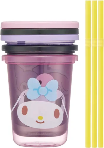 Vista 3 de Skater SIH2ST-A Tumbler with Straw, 8.1 fl oz (230 ml), 3 Pieces, Snoopy 80s Cafe, Made in Japan