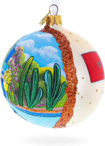 Vista 3 de Jardin Majorelle, Marrakech, Marruecos, bola de cristal, adorno de Navidad de 4 pulgadas