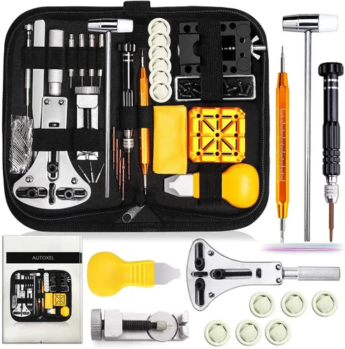 Vista 8 de BYNIIUR Kit de reparación de reloj herramientas de barra de resorte abridor de caja de reloj kit de herramientas de repuesto de batería de reloj