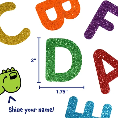 Vista 3 de READY 2 LEARN Calcomanías de espuma con purpurina Alfabeto Paquete de 156 letras Calcomanías autoadhesivas para niños Decora álbumes