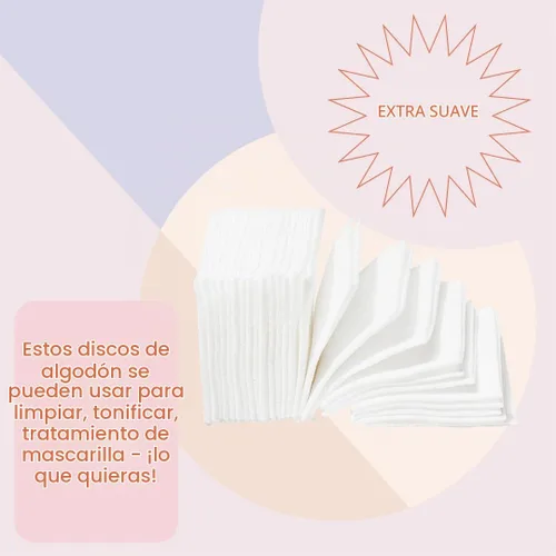 Vista 3 de White Rabbit Naked Cotton Classic - Almohadillas de algodón 100% premium para uso de tóner, removedor de maquillaje y máscaras Sin blanquear, sin