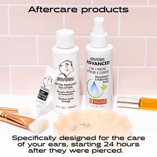 Vista 8 de Studex Gel para el cuidado de los piercings de oído – Gel de cuidado posterior con extracto de aloe calmante para proteger la piel y promover