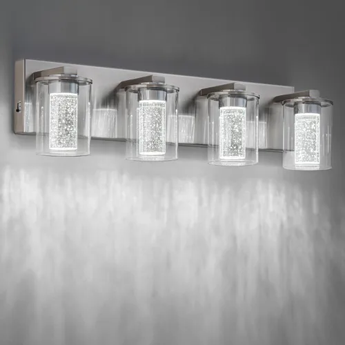 Vista 14 de SineRise Lámpara de tocador negra (3 luces, 17 pulgadas), (3000 K/4000 K/6000 K, regulable), lámpara LED de baño con protección ocular, moderna