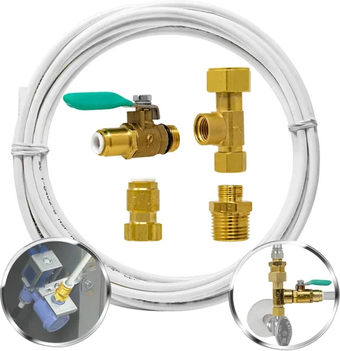 Kit de instalación rápida de máquina de hielo para nevera con tubería de 25 pies para línea de agua de electrodomésticos de agua potable, T de