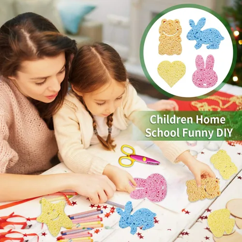 Vista 6 de Esponjas de cocina de celulosa comprimida, paquete de 12 unidades, biodegradables y coloridas, no rayan, para limpiar platos, divertida esponja