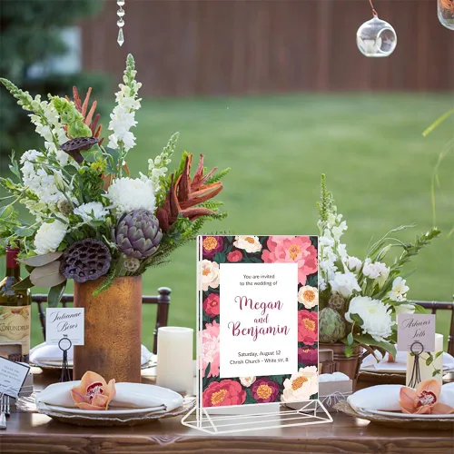 Vista 2 de Seencool 5 x 7 Soporte de Letrero Acrílico - Soporte Transparente para Números de Mesa de Boda, Marcos de Fotos de Doble Cara con Soporte Vertical