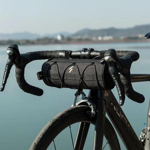 Vista 6 de ROCKBROS - Bolsa para manillar de bicicleta pequeña, bolsa de barra de bicicleta práctica, bolsas delanteras de bicicleta, bolsa de almacenamiento