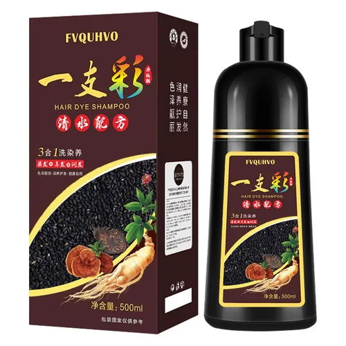 Champú 3 en 1, color de cabello semipermanente, tinte para el cabello negro, seguro y profesional, fácil de usar, para salón y hogar, 16.9 onzas