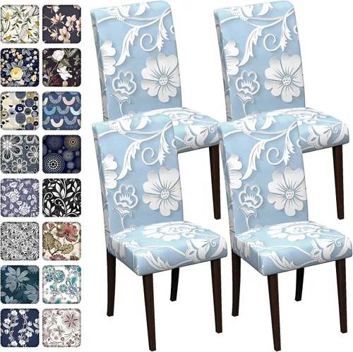 Vista 39 de Fundas para sillas de comedor CoSofSLIP, juego de 2, fundas estampadas elásticas antideslizantes, fundas extraíbles y lavables para sillas