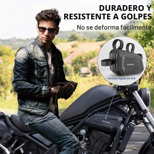 Vista 2 de ROCKBROS Bolsa lateral triangular - Bolsas de almacenamiento de motocicleta de carcasa dura de EVA, bolsa de cola resistente al agua, 2 piezas