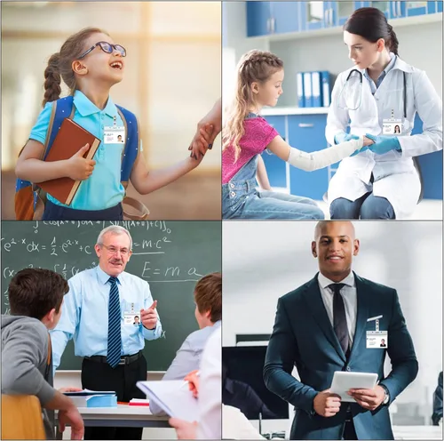 Vista 6 de Paquete de 10 portatarjetas de identificación con clip de metal para tarjetas de identificación, soporte de plástico para tarjetas de identificación