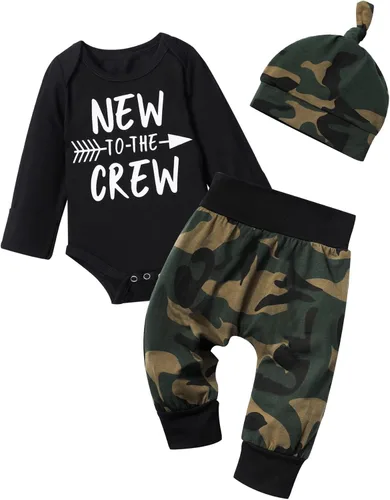 Vista 20 de Conjunto de 3 piezas de ropa para bebé y niño, manga de tatuaje, mameluco divertido y pantalones