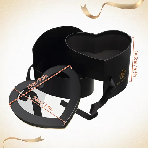 Vista 3 de Zonon Cajas de regalo en forma de corazón para el día de San Valentín para flores, chocolate, doble capa, caja giratoria de 2 niveles para el día