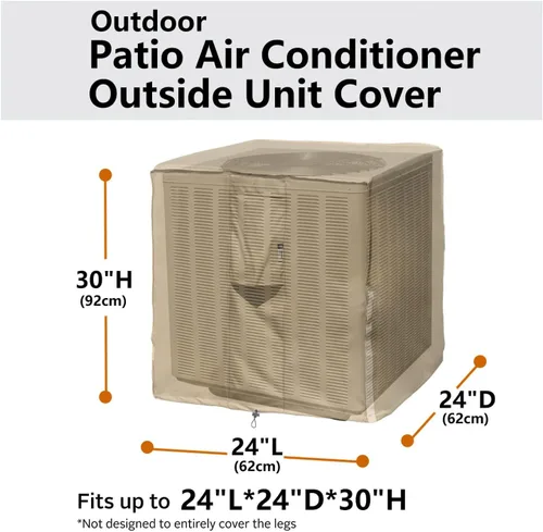 Vista 2 de Fundas de aire acondicionado para unidades exteriores, cubierta central de aire acondicionado para exteriores de 24 x 24 pulgadas con lona duradera