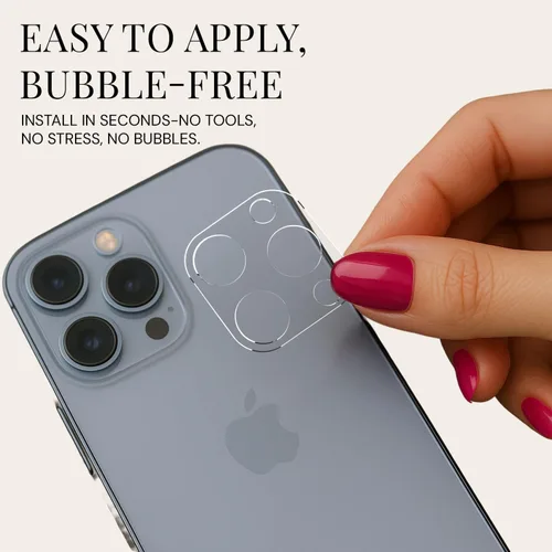 Vista 4 de Walli Protector de lente de cámara para iPhone 12 - Dureza 9H, resistente a los arañazos, vidrio HD ultra transparente, revestimiento oleofóbico e