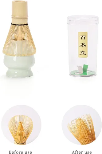 Vista 7 de TANG PIN Juego de matcha – Tazón de matcha con boquilla y batidor, 15 onzas, cuchara de matcha, soporte para batidor de matcha (soporte de Chasen)