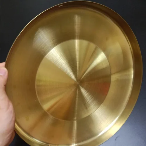 Vista 3 de Instrumento de gong con 12.6 pulgadas (12.6 in), instrumento de percusión tradicional chino Gong de latón con mazo de madera y cinta roja