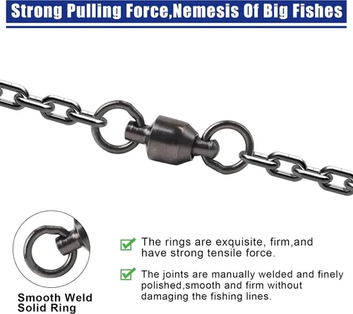 Vista 6 de MAFIMOEA - 15-25 piezas de rodamientos de bolas de pesca, conectores giratorios de acero inoxidable, anillo de soldadura sólido de alta resistencia