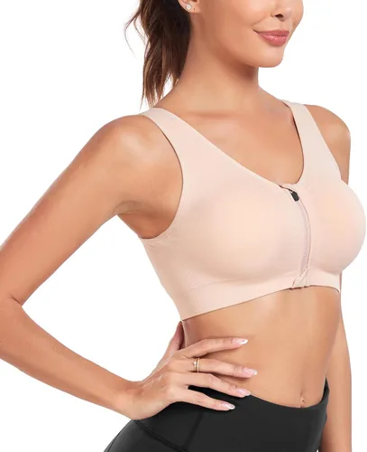 Vista 5 de Brasier deportivo con cierre frontal para mujer, posoperatorio, sin varillas, para yoga