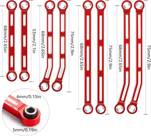 Vista 3 de COOWOO Juego de eslabones de chasis de alta liquidación, piezas de actualización para 118 TRX-4M RC Crawler Car Set de 8 rojo