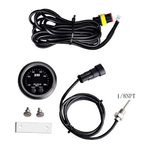 Vista 7 de Medidor universal de temperatura del agua de 2.047 in con alarma y sensor de 1/8 Npt Medidor digital para automóvil, pantalla roja, temperatura